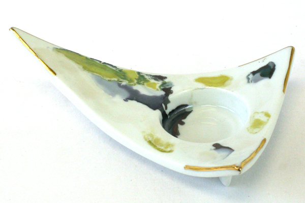 Art Nouveau Votive or Tea Light Candle Holder In Earthtoned Iridescent Color