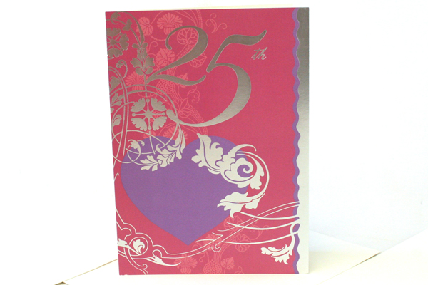 25th Silver Anniversary Greeting Card with Envelopes - Set of 3