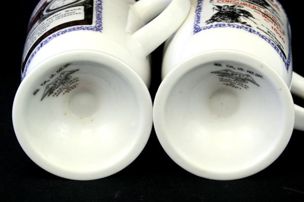 Traditional Americana Arnart Mugs w/ Vintage Ads - Ingersoll Watch & Sears