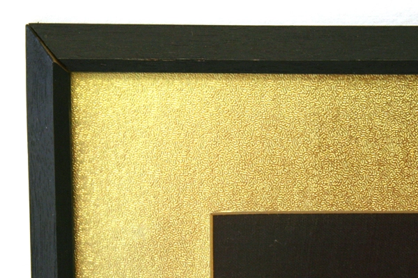1960's Bamboo Cut-Out Framed Art Asian Woman in Robe Black Wooden Frame