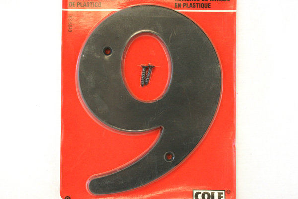 6" Black House Number #9 COLE Axxess Technologies Inc 1998 NIP