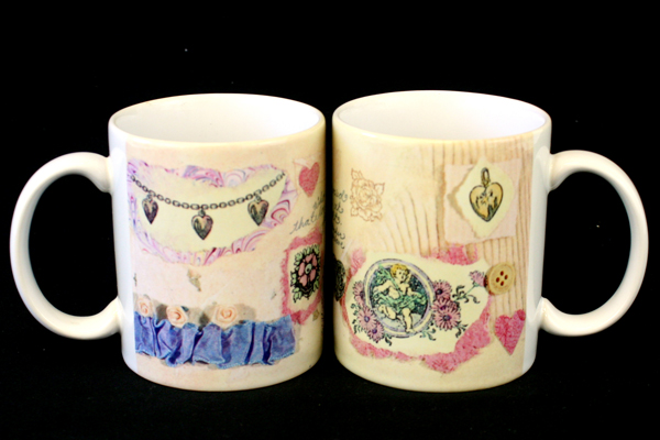 Lot of 2: Susan Zulauf Hearts and Thoughts Papel Freelance Coffee Ceramic Mugs