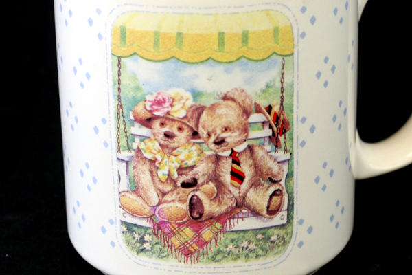 Lot of 2: Freelance Inc. Pink and White Floral & Applause Teddy Tum Tum Bear Mug