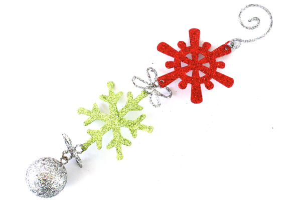 Lot of 3: Assorted Glitter Hanging Decorative Ornaments