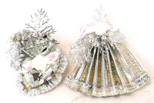 Lot of 5 Silver Colored Christmas Ornaments and Decorations