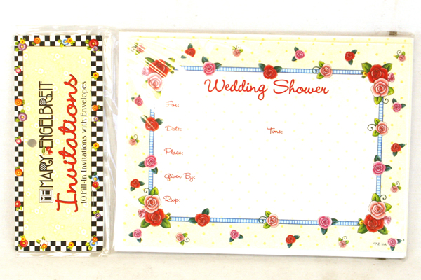Package of 10 Mary Engelbreit Vintage Rose Wedding Shower Announcements