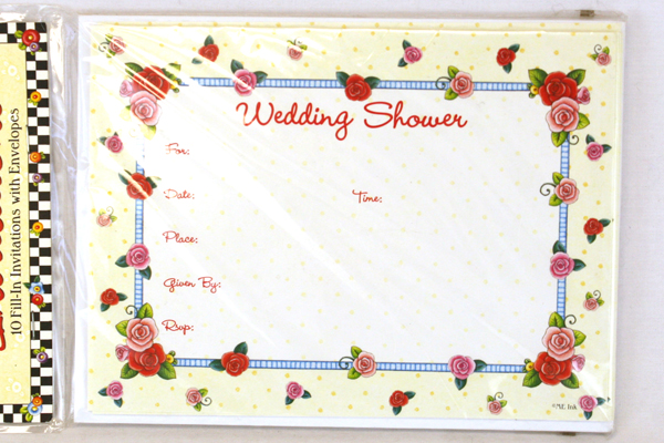 Package of 10 Mary Engelbreit Vintage Rose Wedding Shower Announcements