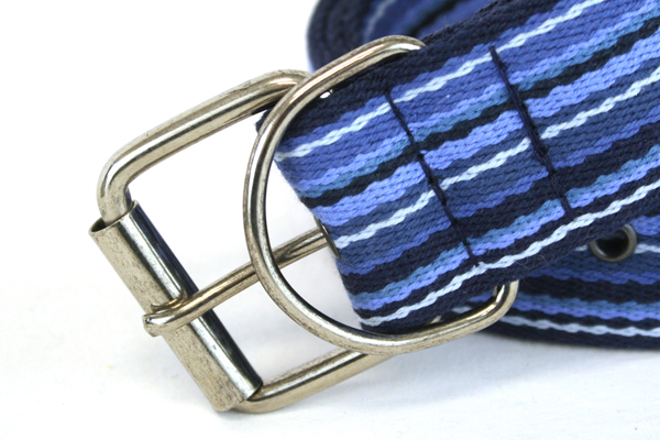 Lot of 3 Blue and Green Belts with Silver Colored Metal Buckles