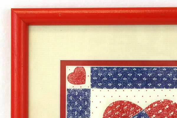 Life Is A Patchwork of Love Quilt Fabric Cream-Colored Matted Red Frame 10 x 13