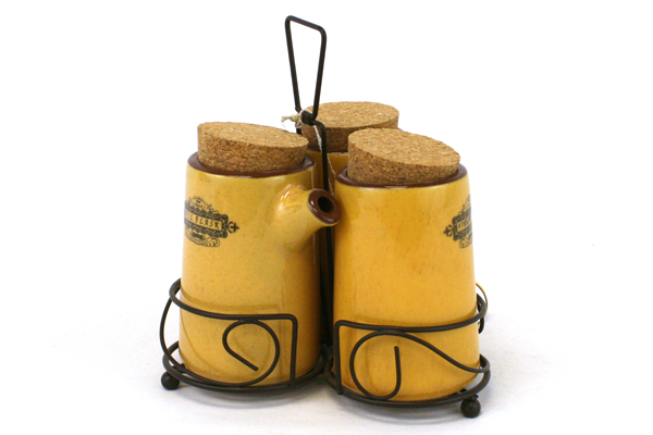 Set of 3 Home Decor Giftcraft Corked Ceramic Oil Vinegar Soy Flasks