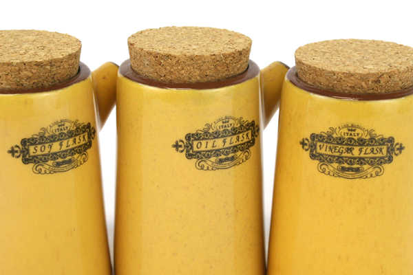 Set of 3 Home Decor Giftcraft Corked Ceramic Oil Vinegar Soy Flasks