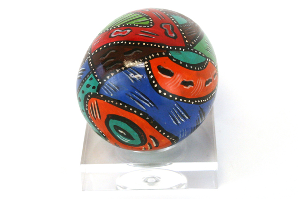 Hand Painted Art Deco Egg Shaped Paperweight With Stand