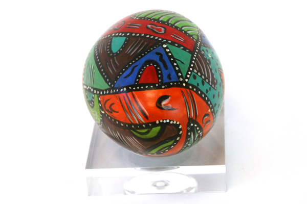Hand Painted Art Deco Egg Shaped Paperweight With Stand