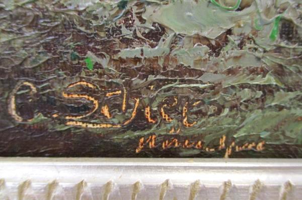 Artist Signed Oil on Canvas Framed Painting Munich, Germany, Mountains, Water