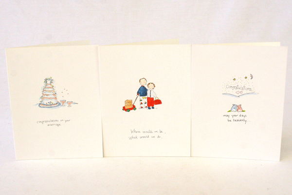Set of Six Unused Wedding/Couples Greeting Cards w/ Envelopes