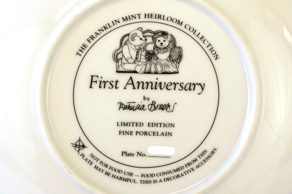 Franklin Mint First Anniversary Collectible Plate Patricia Brooks