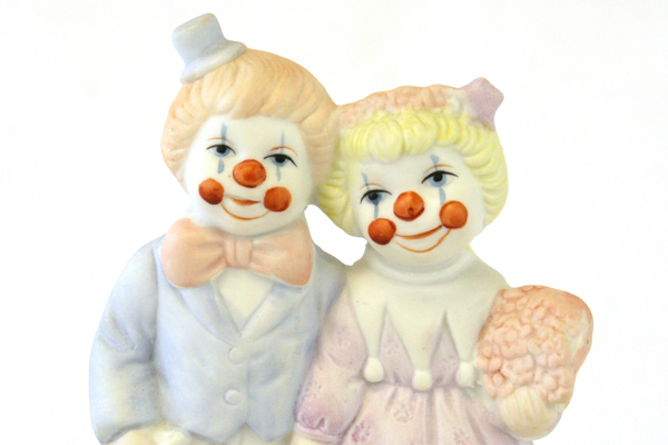 Bisque Clowns Rotating Musical Figurine