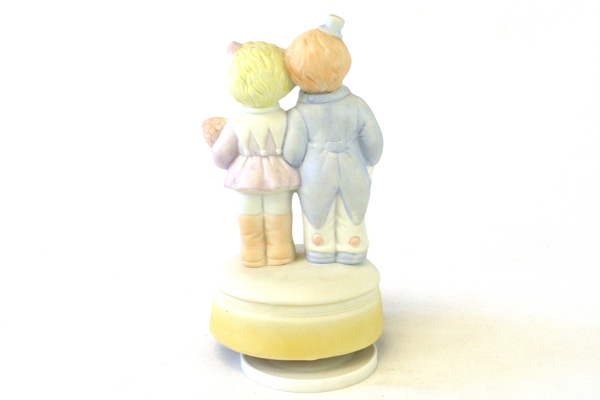 Bisque Clowns Rotating Musical Figurine