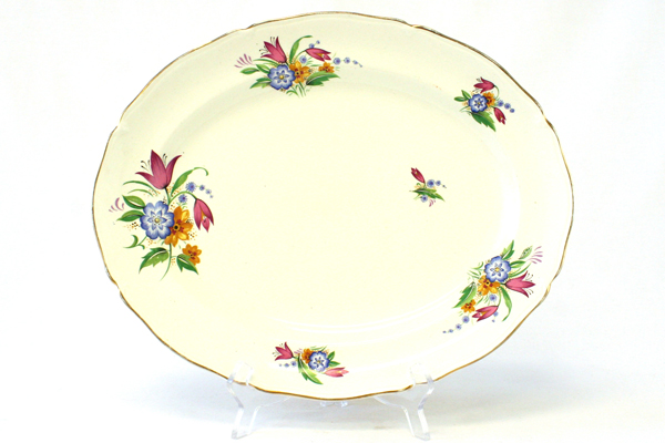 14" Vintage Midwinter Porcelain Spring Bouquet Oval Platter 11.25" by 14"