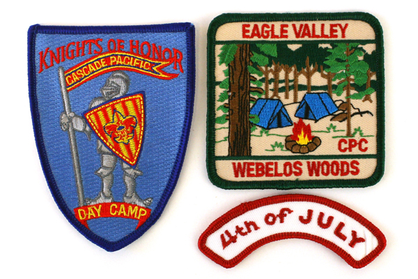 Three Boy Scout Patches Eagle Valley Webelos Woods, Knights of Honor, 4th July