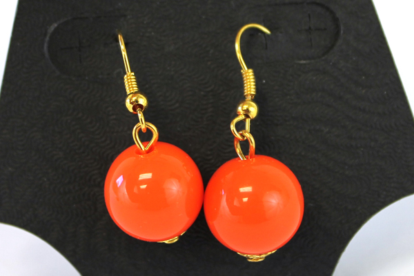Lot of 3 Pair Gold Tone Hook Earrings ~ Orange Pink Blue