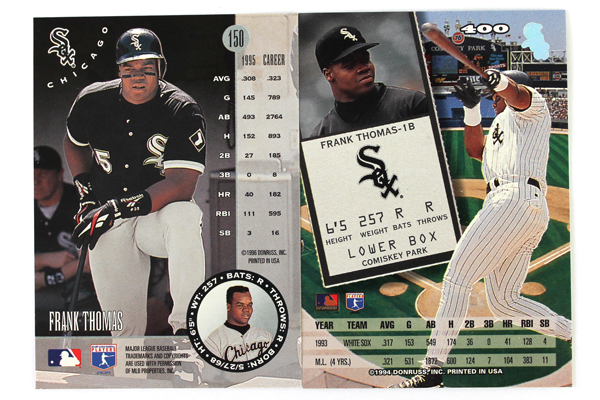 Lot of 3 Baseball Cards Chicago White Sox Frank Thomas DonRuss 1994 & 1996
