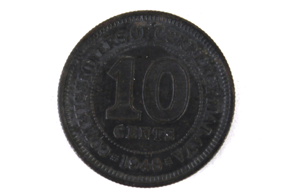 10 Cent Commissioners Of Currency Coin From Malaya (Malaysia) Dated 1948