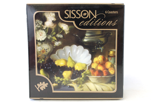 Sisson Editions Imports Cork Backed Still Life Coasters Set of 6 NIP Sealed