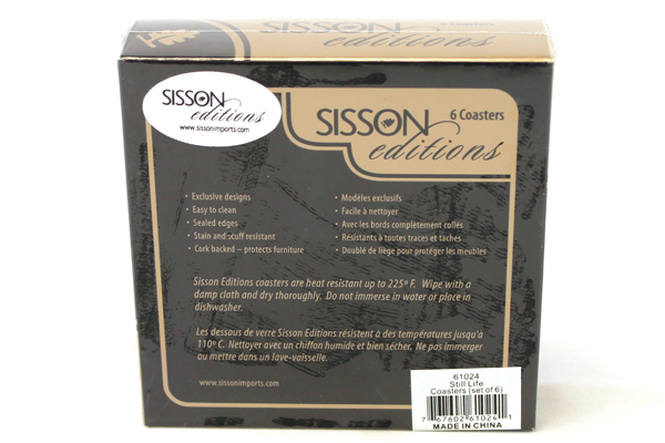 Sisson Editions Imports Cork Backed Still Life Coasters Set of 6 NIP Sealed