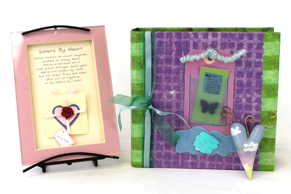 Gift Lot of 3 Hallmark Heart Ornament Sisters By Heart Matted Poem & Photo Album
