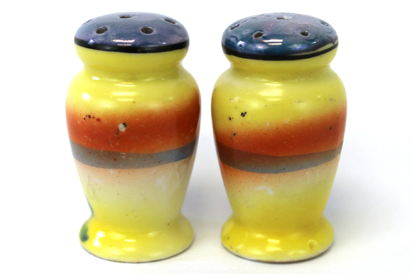 Vintage Miniature Hand Painted Sunrise Sunset Landscape Salt And Pepper Shakers
