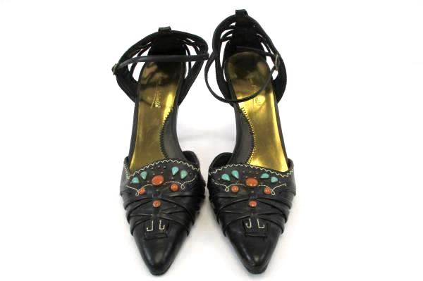Women's Anne Michelle Fuel Black Shoes Pointy Toe Ankle Strap Cut Out Size 8