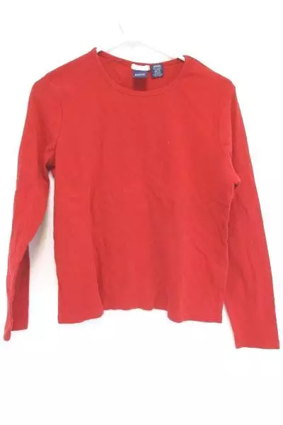 Lot 2 Relaxed Tops Eddie Bauer Basic Editions Long Short Sleeve Red Blue Sz L