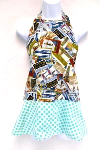 Back in Time Made in Hawaii Island Design Apron Waist Ties Surf Polka Dot Flare