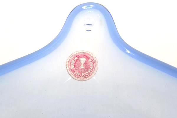 Calla Lily Footed Schale Candy Dish 200mm Blue Romania Glass Art