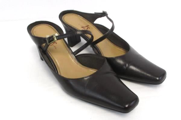 Life Stride Sheila Soft Leather Brown Slip On Square Toe Kitten Heels 7M