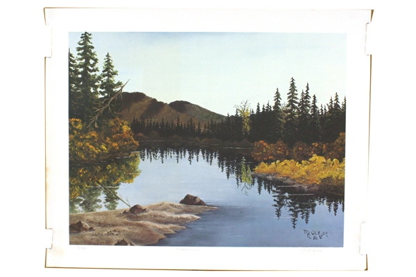 Reflections By Mary Kay Olkjer Signed Numbered Offset Lithograph Mountain Lake
