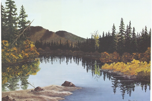 Reflections By Mary Kay Olkjer Signed Numbered Offset Lithograph Mountain Lake
