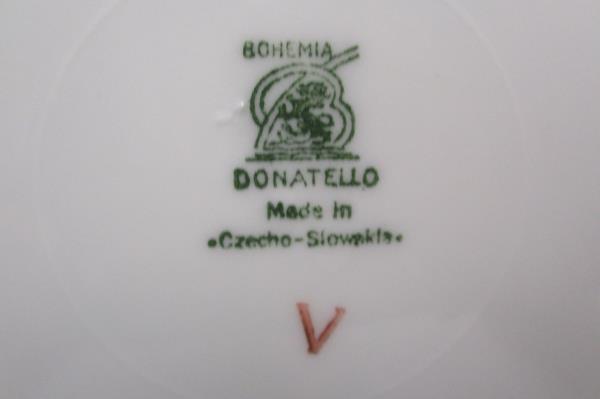 Bohemia Czechoslovakia Donatello Pattern Floral Round Handled Serving Bowl