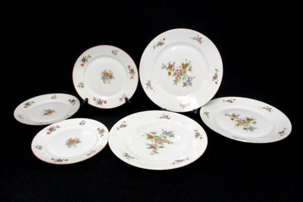 Bohemia Czechoslovakia Donatello Pattern Floral 3 Salad and 3 Dinner Plates