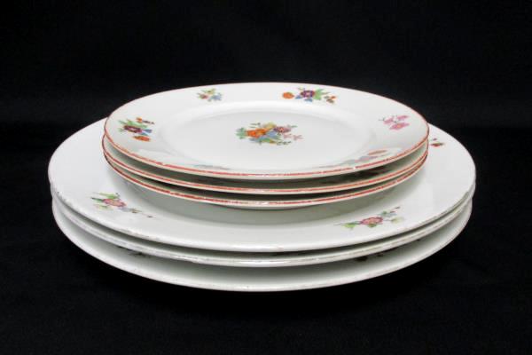 Bohemia Czechoslovakia Donatello Pattern Floral 3 Salad and 3 Dinner Plates