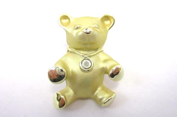 Genuine Diamond Gold Tone "Hug A Bear" Pin/Brooch 1995 Signed Giusti