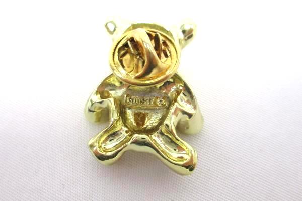 Genuine Diamond Gold Tone "Hug A Bear" Pin/Brooch 1995 Signed Giusti