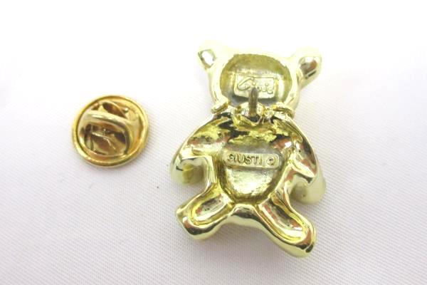 Genuine Diamond Gold Tone "Hug A Bear" Pin/Brooch 1995 Signed Giusti