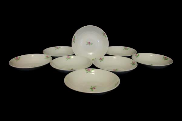 James River Potteries Serving Set For 8 Sauce Bowls Virginia White Pink Rose