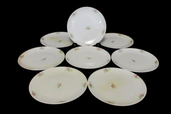 James River Potteries Serving Set For 8 Bread Plates Virginia White Pink Rose