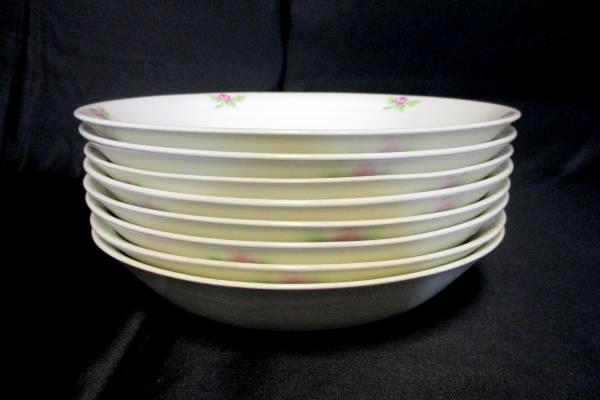 James River Potteries Serving Set For 8 Lg Soup Bowls Virginia White Pink Rose