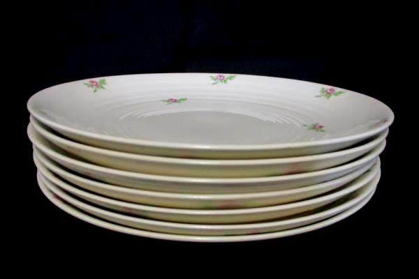 James River Potteries Serving Set For 7 Dinner Plates Virginia White Pink Rose