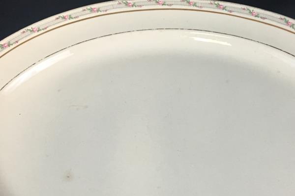 Taylor Smith & Taylor Oval Handled Serving Platter Rare Pattern TST257 Pink Rose
