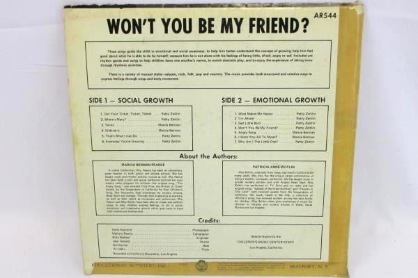 Wont You Be My Friend Songs for Social and Emotional Growth 1972 LP AR 544